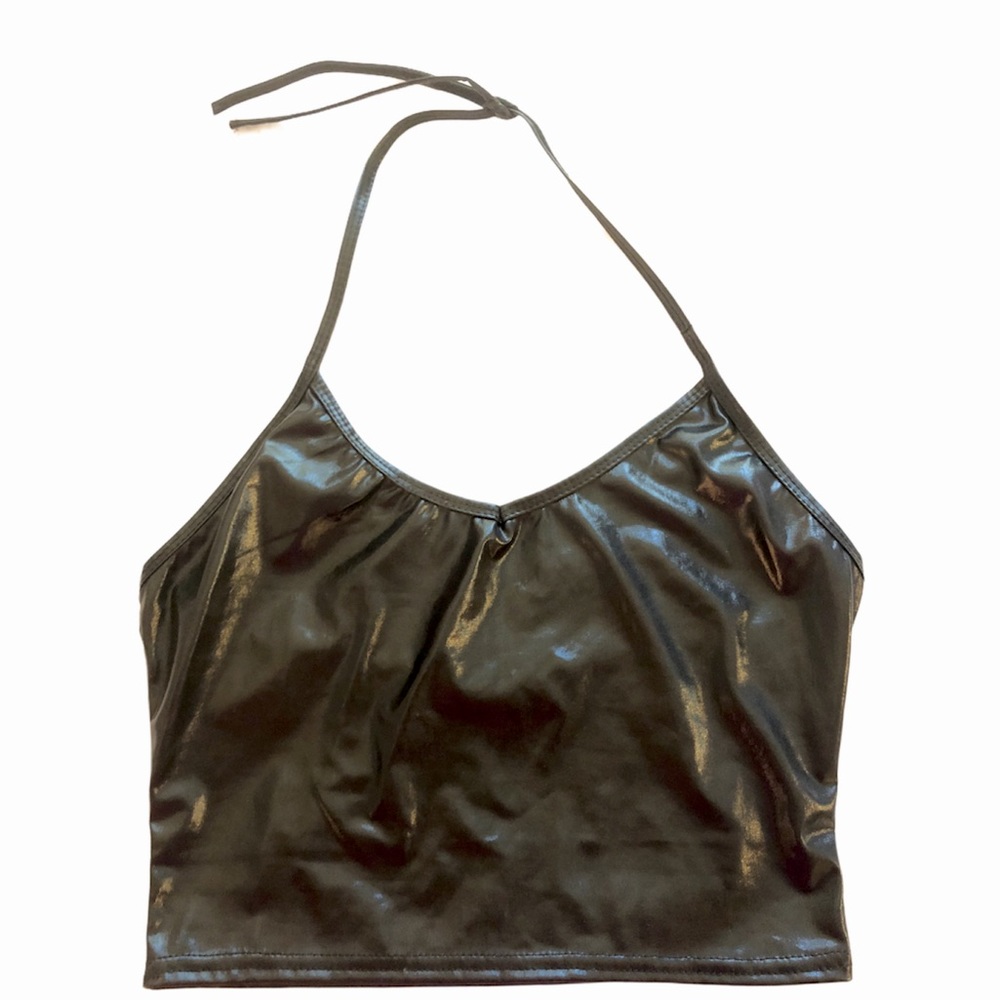 Liquid Look Black Halter Top